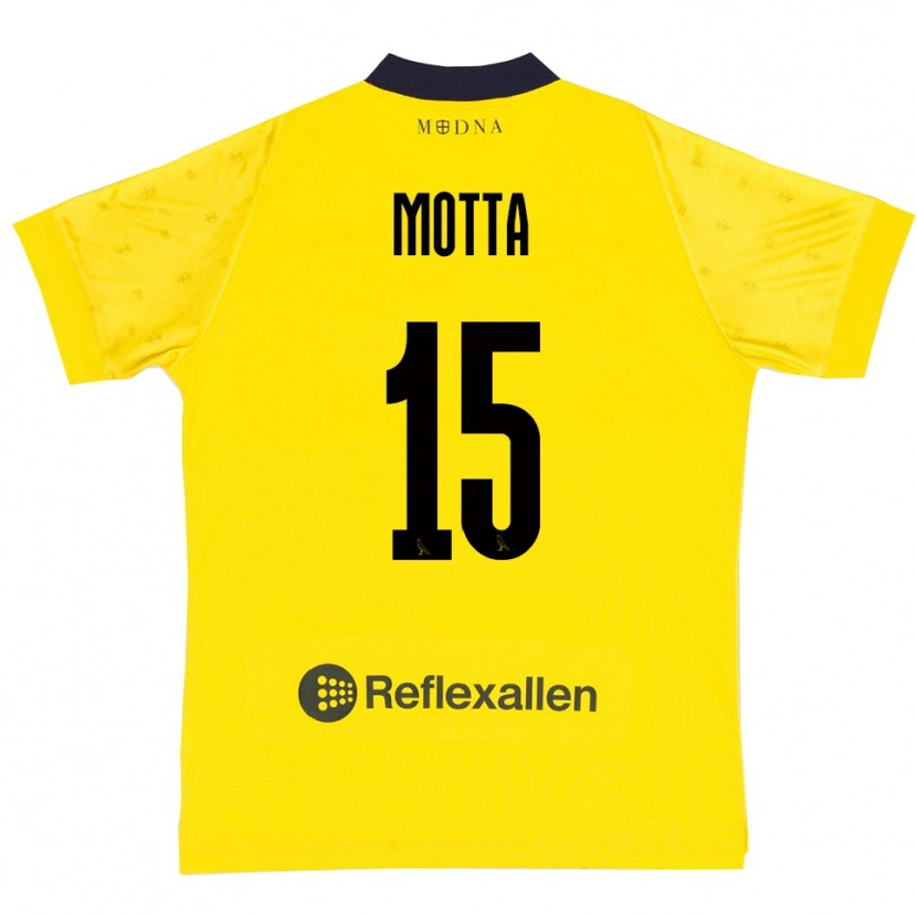Danxen Enfant Maillot Nicolò Motta #15 Jaune Marine Tenues Domicile 2025/26 T-Shirt