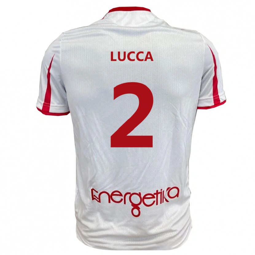 Danxen Enfant Maillot Gabriele Lucca #2 Blanc Rouge Tenues Domicile 2025/26 T-Shirt