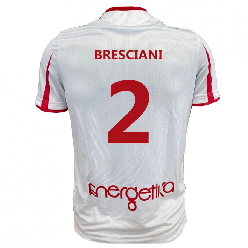 Danxen Enfant Maillot Nicola Bresciani #2 Blanc Rouge Tenues Domicile 2025/26 T-Shirt