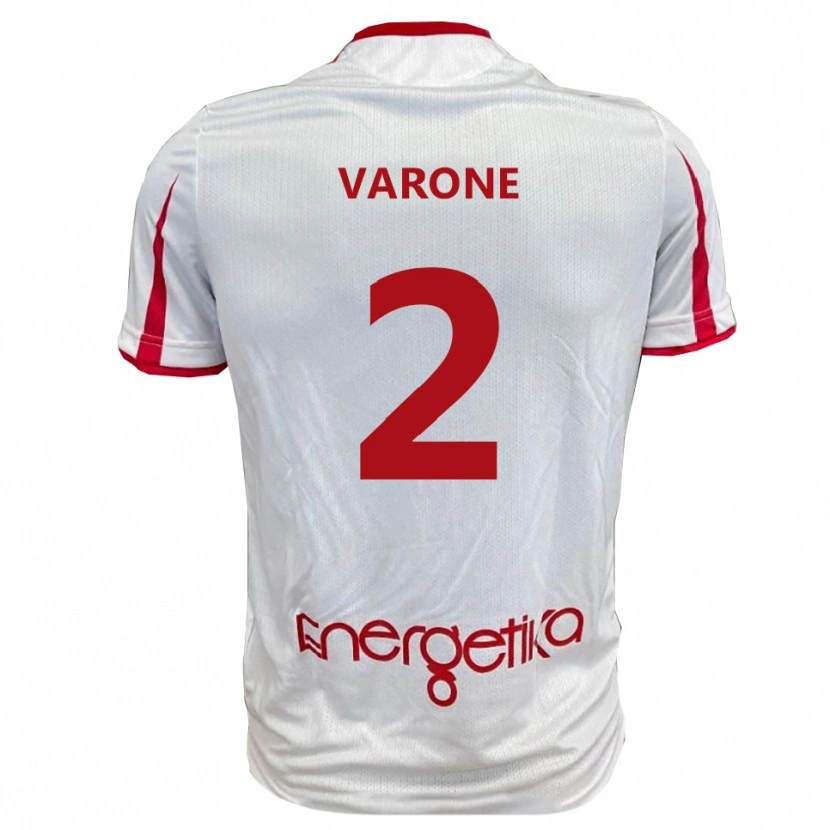 Danxen Enfant Maillot Francesco Varone #2 Blanc Rouge Tenues Domicile 2025/26 T-Shirt