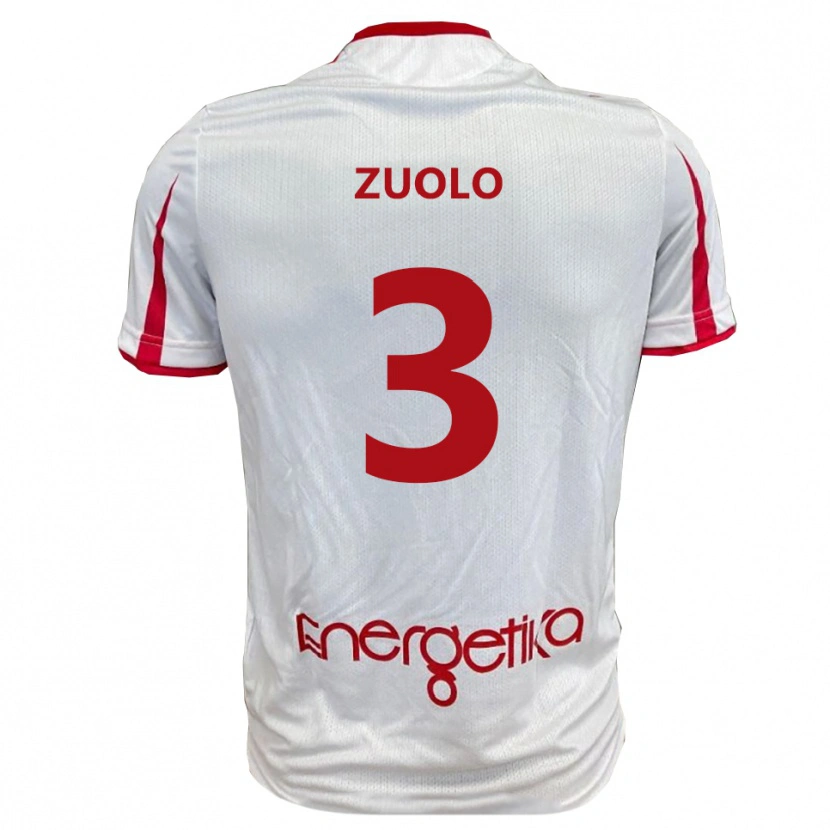 Danxen Enfant Maillot Christian Zuolo #3 Blanc Rouge Tenues Domicile 2025/26 T-Shirt