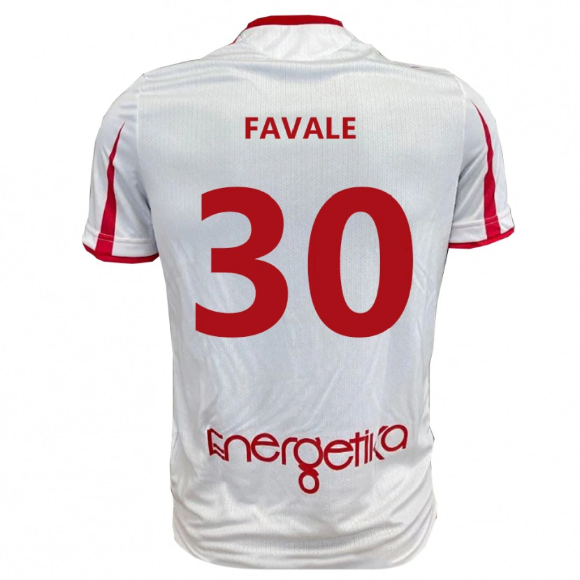 Danxen Enfant Maillot Giulio Favale #30 Blanc Rouge Tenues Domicile 2025/26 T-Shirt