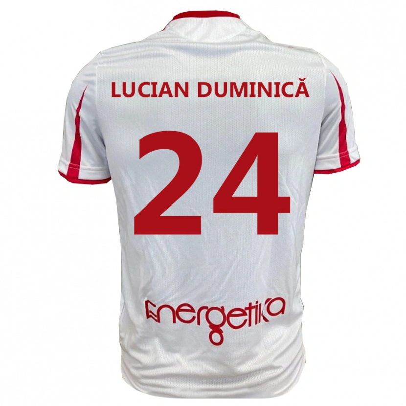 Danxen Enfant Maillot Nicolae Lucian Duminică #24 Blanc Rouge Tenues Domicile 2025/26 T-Shirt