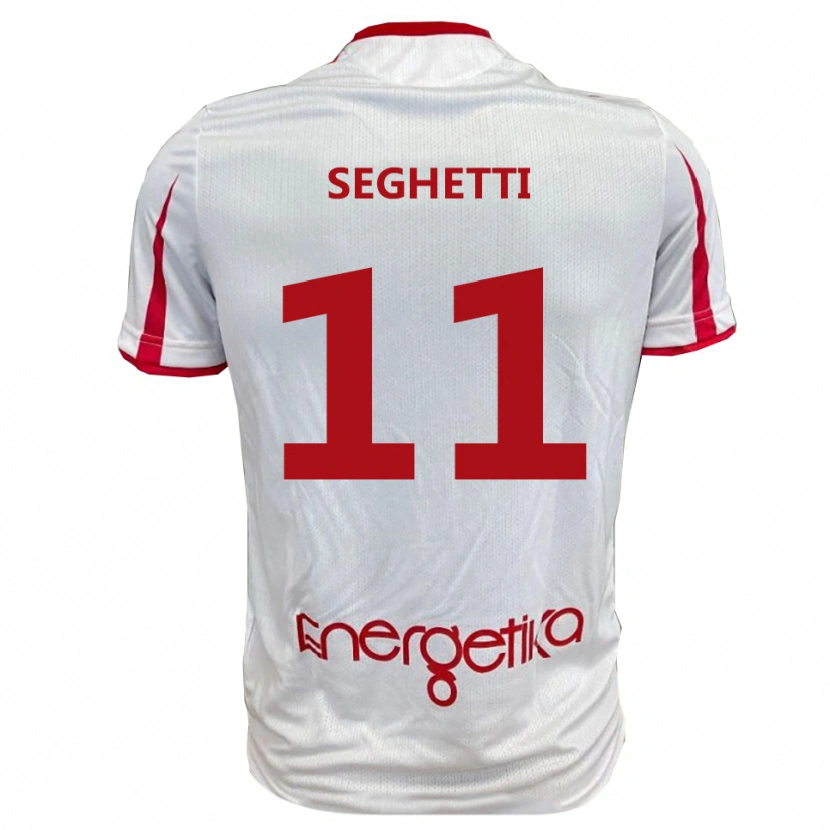 Danxen Enfant Maillot Alessandro Seghetti #11 Blanc Rouge Tenues Domicile 2025/26 T-Shirt