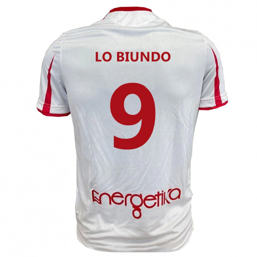 Danxen Enfant Maillot Emiliano Lo Biundo #9 Blanc Rouge Tenues Domicile 2025/26 T-Shirt