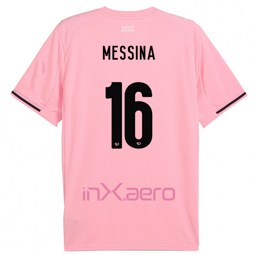 Danxen Enfant Maillot Pietro Messina #16 Rose Noir Tenues Domicile 2025/26 T-Shirt