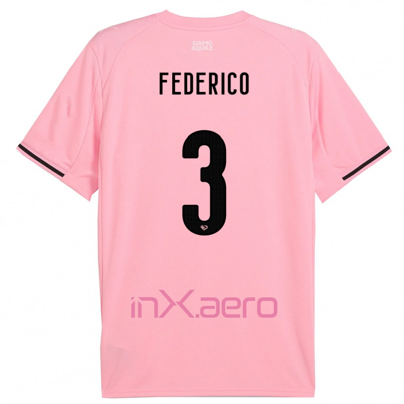 Danxen Enfant Maillot Davide Federico #3 Rose Noir Tenues Domicile 2025/26 T-Shirt