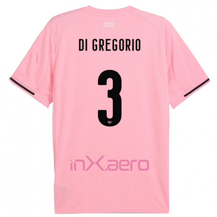 Danxen Enfant Maillot Angelo Di Gregorio #3 Rose Noir Tenues Domicile 2025/26 T-Shirt