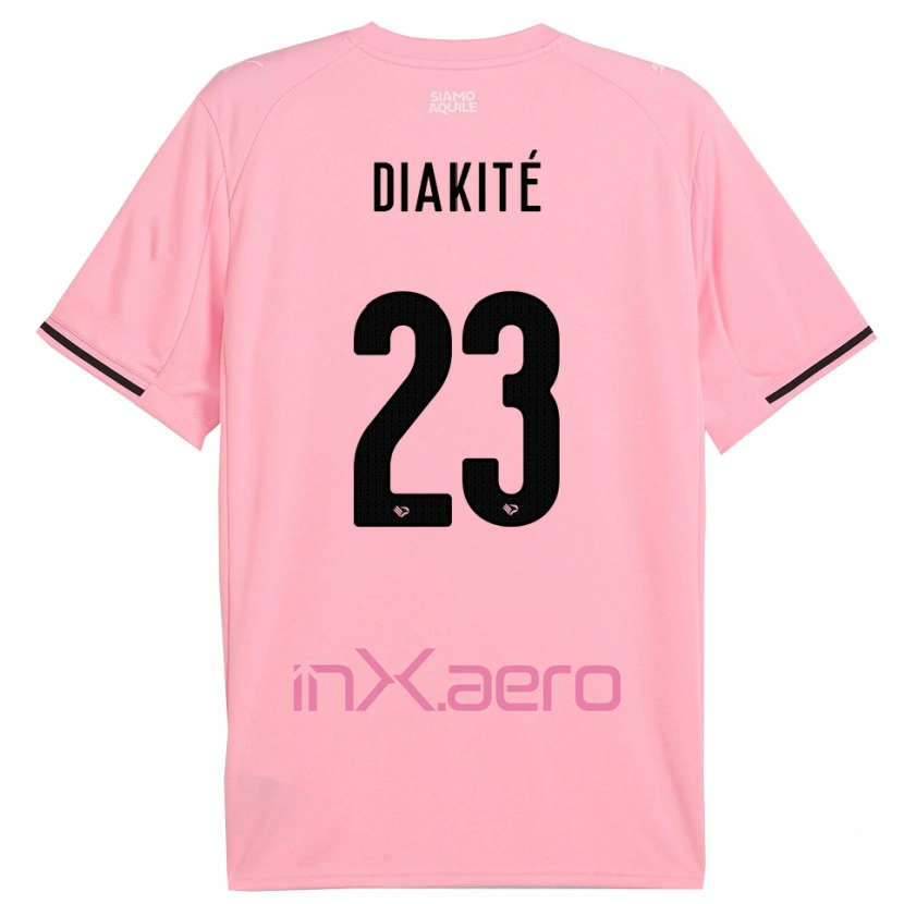 Danxen Enfant Maillot Salim Diakité #23 Rose Noir Tenues Domicile 2025/26 T-Shirt