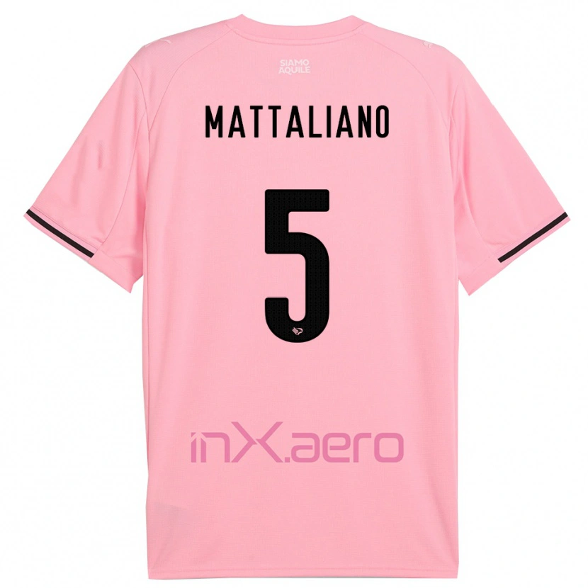 Danxen Enfant Maillot Cristian Mattaliano #5 Rose Noir Tenues Domicile 2025/26 T-Shirt