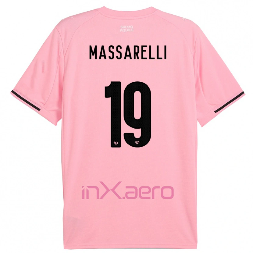 Danxen Enfant Maillot Francesco Massarelli #19 Rose Noir Tenues Domicile 2025/26 T-Shirt