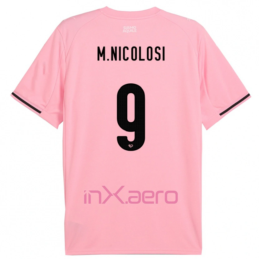 Danxen Enfant Maillot Maurizio Nicolosi #9 Rose Noir Tenues Domicile 2025/26 T-Shirt