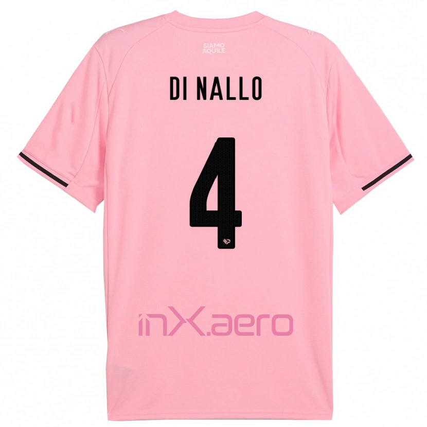Danxen Enfant Maillot Federico Di Nallo #4 Rose Noir Tenues Domicile 2025/26 T-Shirt
