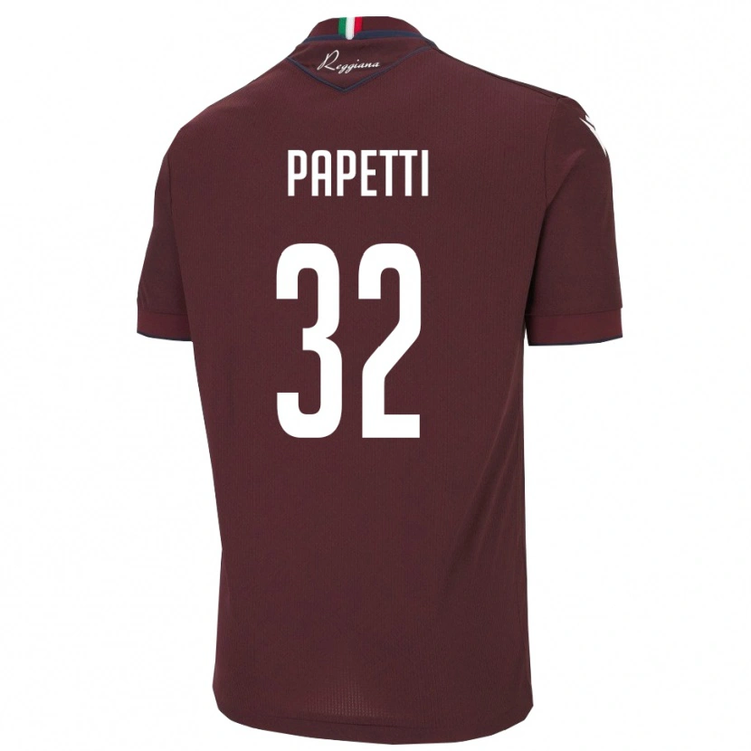 Danxen Enfant Maillot Andrea Papetti #32 Bourgogne Blanc Tenues Domicile 2025/26 T-Shirt