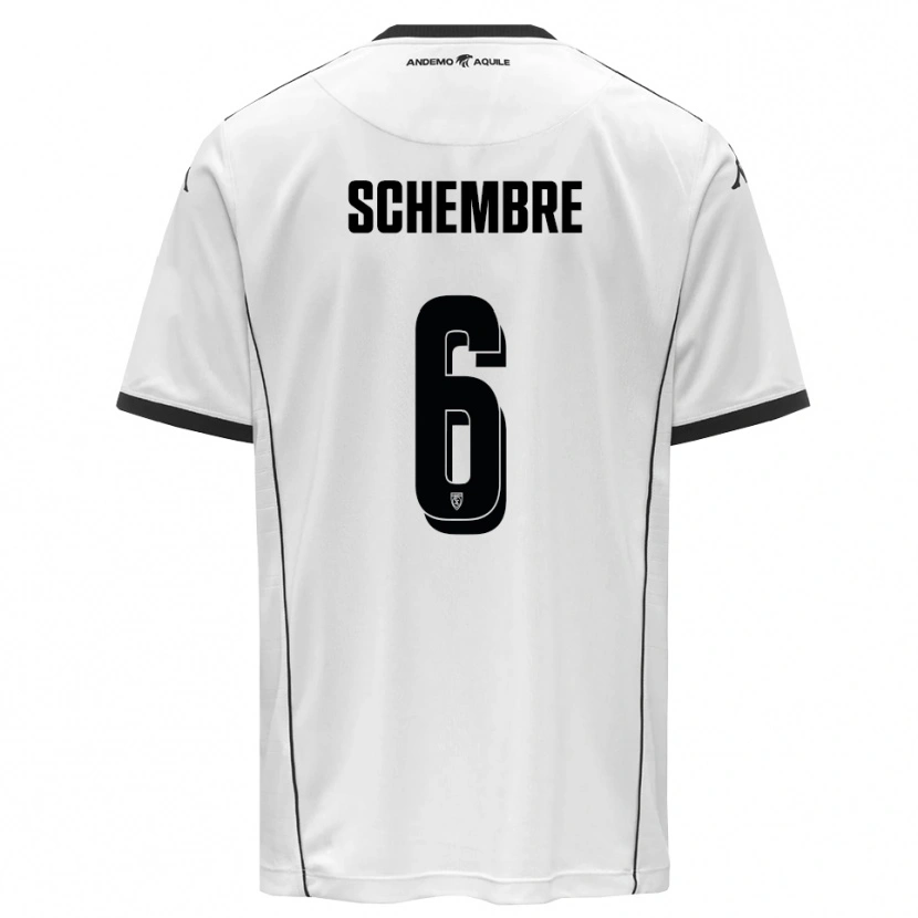 Danxen Enfant Maillot Emanuele Schembre #6 Blanc Noir Tenues Domicile 2025/26 T-Shirt