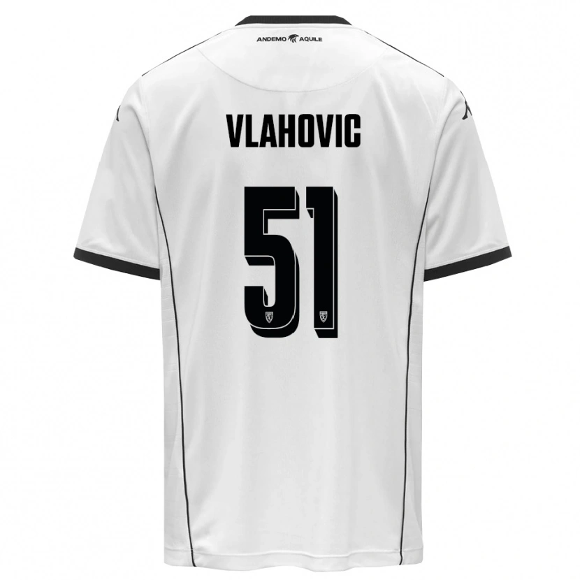 Danxen Enfant Maillot Vanja Vlahović #51 Blanc Noir Tenues Domicile 2025/26 T-Shirt