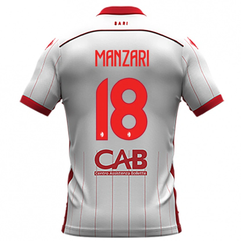 Danxen Enfant Maillot Giacomo Manzari #18 Blanc Rouge Tenues Domicile 2025/26 T-Shirt