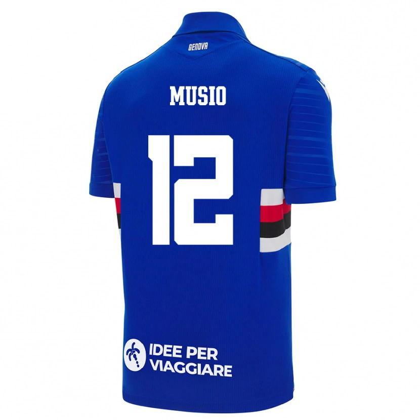 Danxen Enfant Maillot Luca Musio #12 Bleu Blanc Tenues Domicile 2025/26 T-Shirt