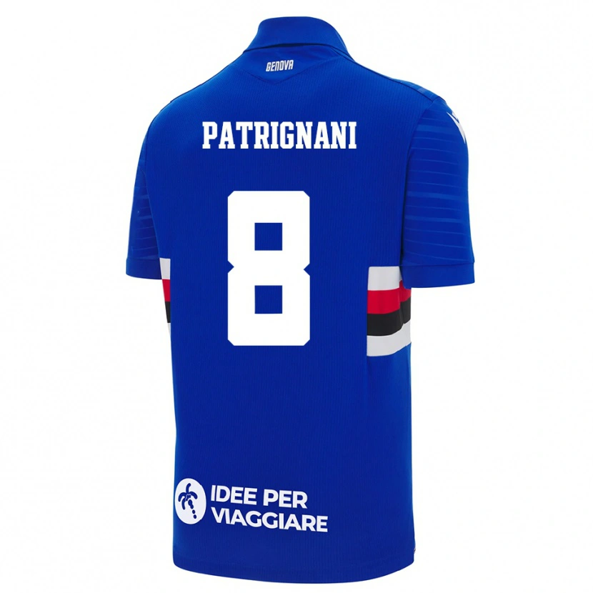Danxen Enfant Maillot Giulio Patrignani #8 Bleu Blanc Tenues Domicile 2025/26 T-Shirt