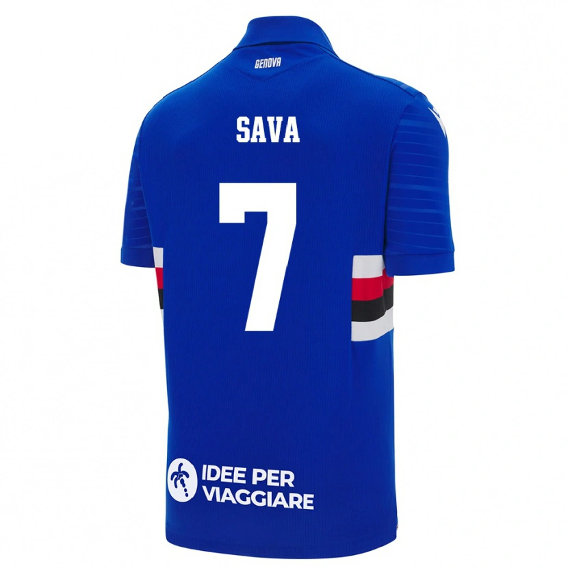 Danxen Enfant Maillot Samuele Sava #7 Bleu Blanc Tenues Domicile 2025/26 T-Shirt