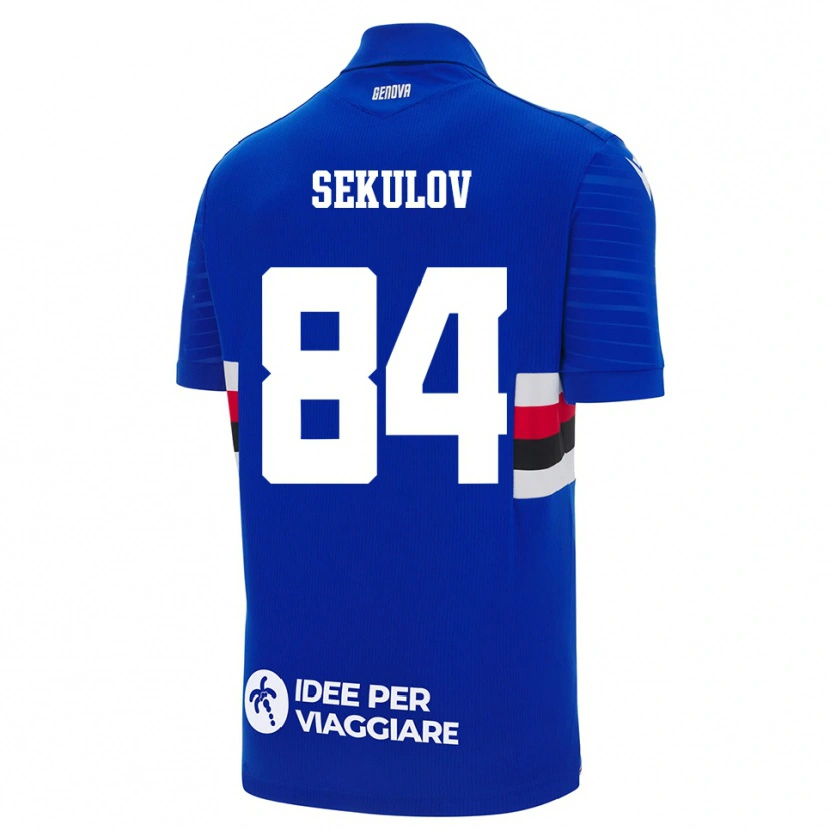 Danxen Enfant Maillot Nikola Sekulov #84 Bleu Blanc Tenues Domicile 2025/26 T-Shirt