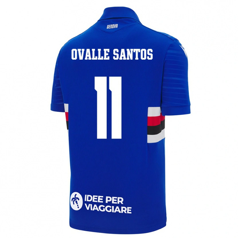 Danxen Enfant Maillot Alessandro Ovalle Santos #11 Bleu Blanc Tenues Domicile 2025/26 T-Shirt