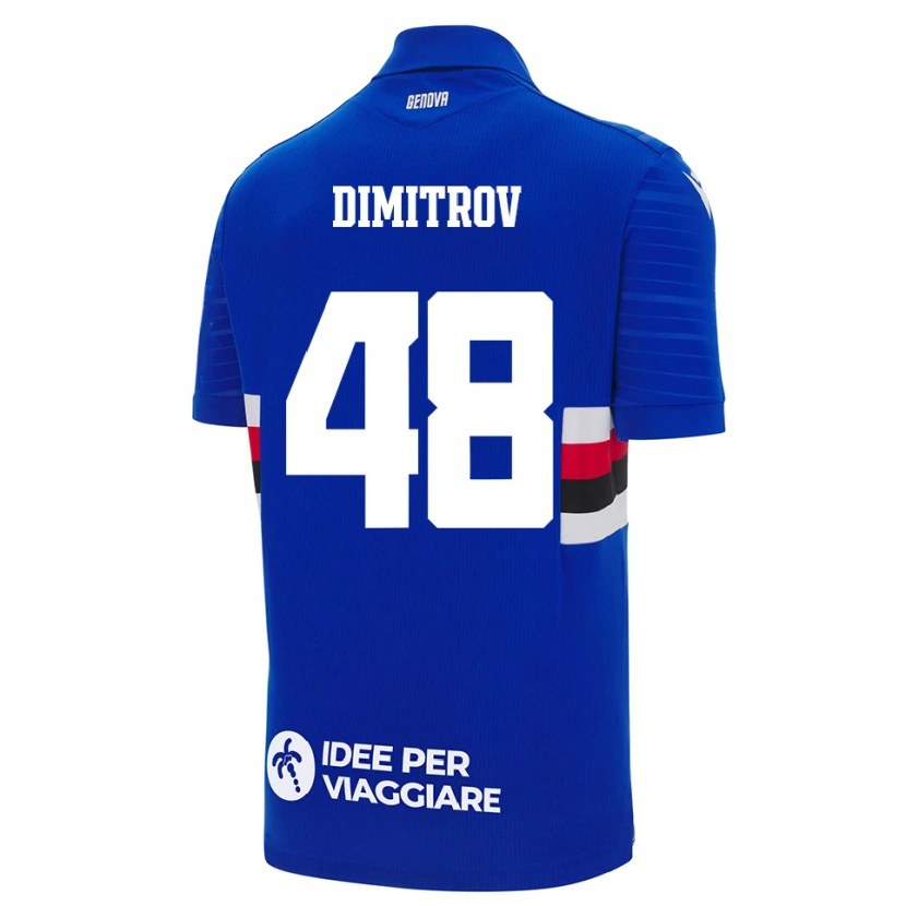 Danxen Enfant Maillot Martin Dimitrov #48 Bleu Blanc Tenues Domicile 2025/26 T-Shirt