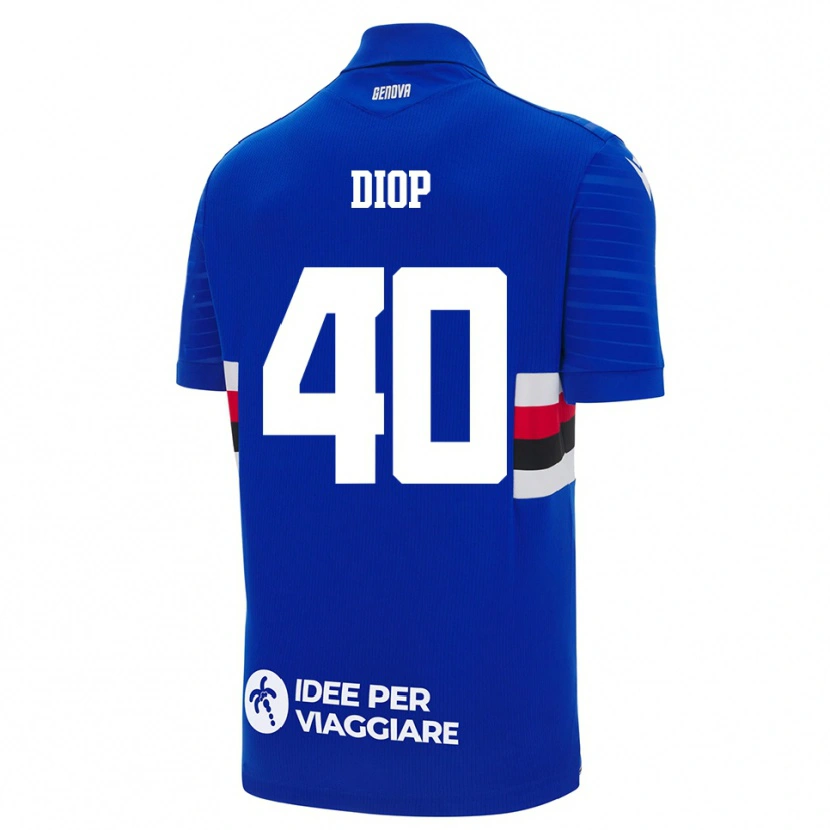 Danxen Enfant Maillot Karim Diop #40 Bleu Blanc Tenues Domicile 2025/26 T-Shirt
