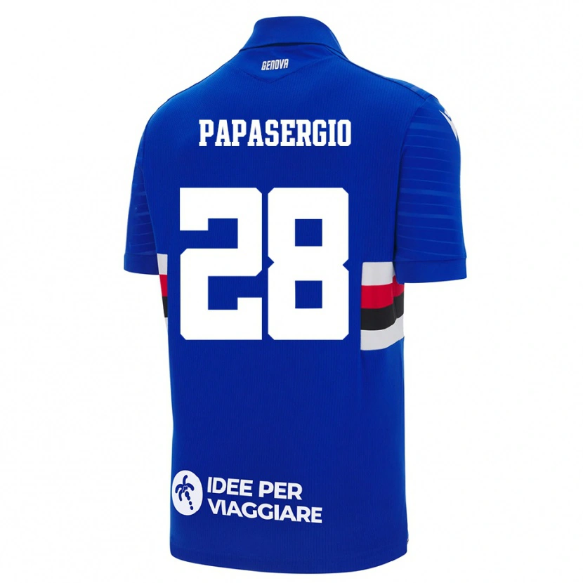 Danxen Enfant Maillot Alessio Papasergio #28 Bleu Blanc Tenues Domicile 2025/26 T-Shirt