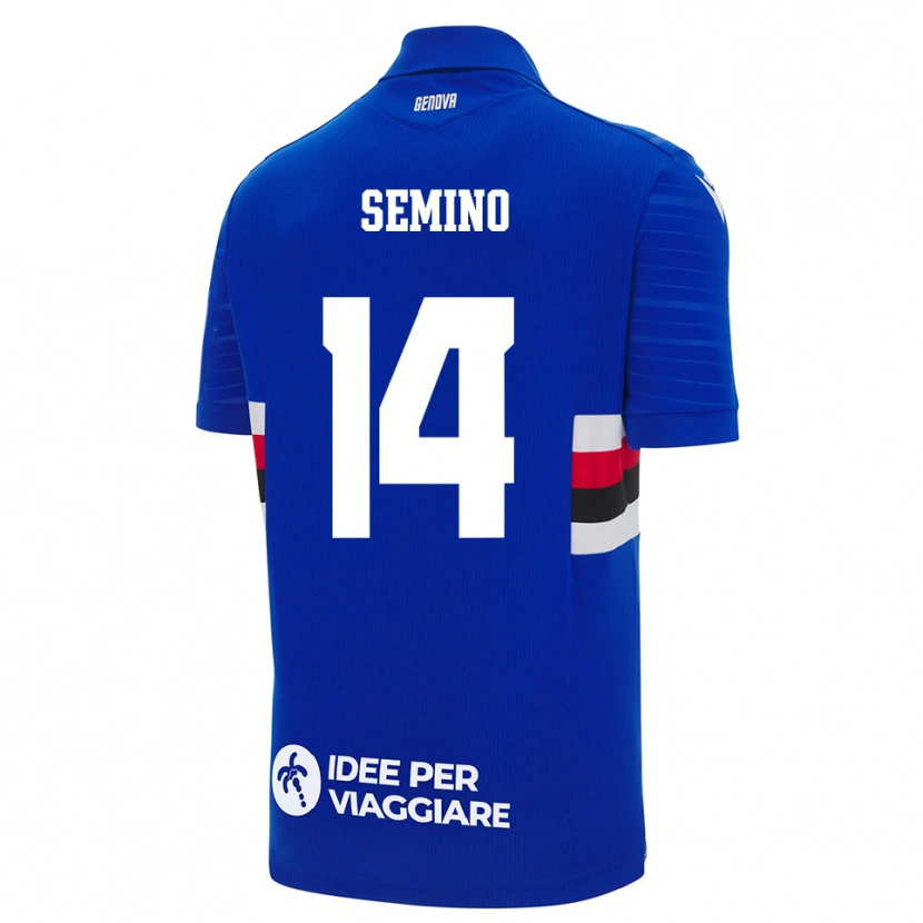 Danxen Enfant Maillot Pietro Semino #14 Bleu Blanc Tenues Domicile 2025/26 T-Shirt