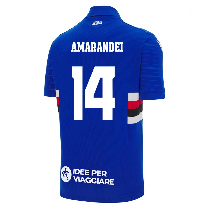 Danxen Enfant Maillot Ștefan Amarandei #14 Bleu Blanc Tenues Domicile 2025/26 T-Shirt