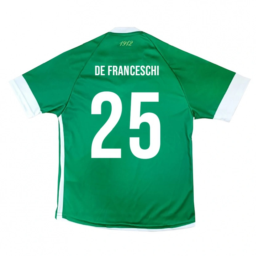 Danxen Enfant Maillot Edoardo De Franceschi #25 Vert Blanc Tenues Domicile 2025/26 T-Shirt