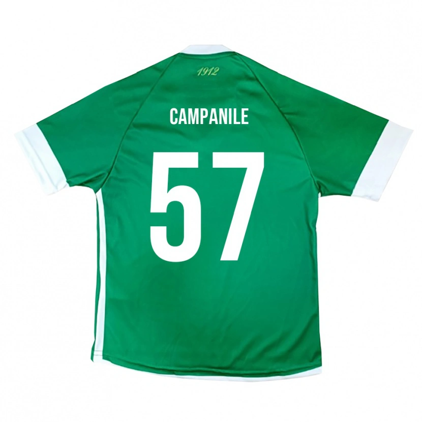 Danxen Enfant Maillot Alessandro Campanile #57 Vert Blanc Tenues Domicile 2025/26 T-Shirt