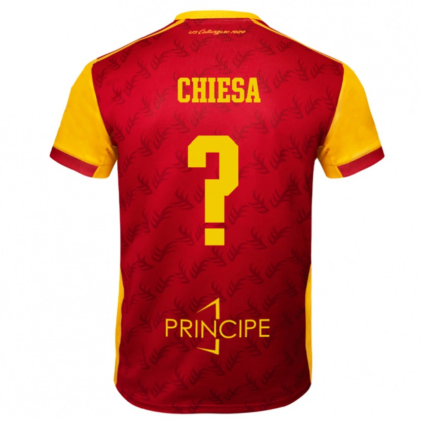 Danxen Enfant Maillot Riccardo Chiesa #0 Jaune Rouge Tenues Domicile 2025/26 T-Shirt