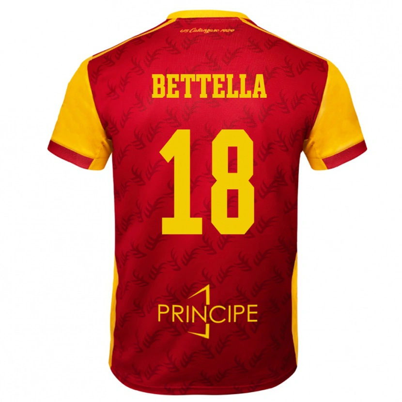 Danxen Enfant Maillot Davide Bettella #18 Jaune Rouge Tenues Domicile 2025/26 T-Shirt