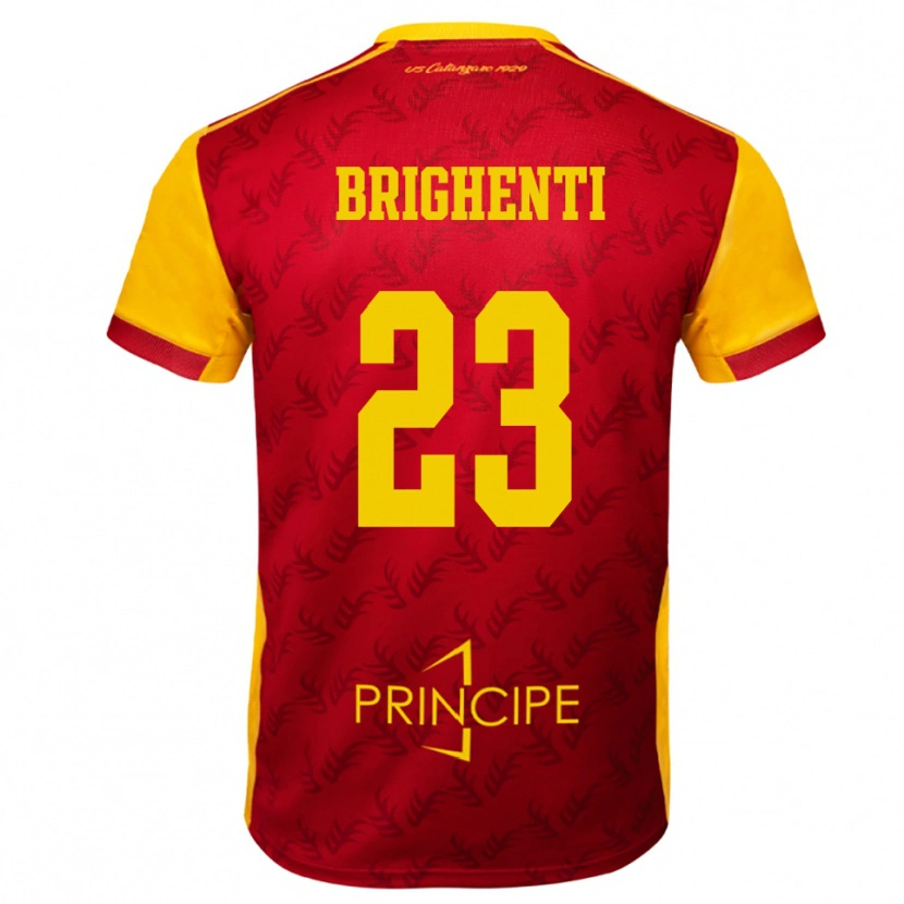 Danxen Enfant Maillot Nicolò Brighenti #23 Jaune Rouge Tenues Domicile 2025/26 T-Shirt