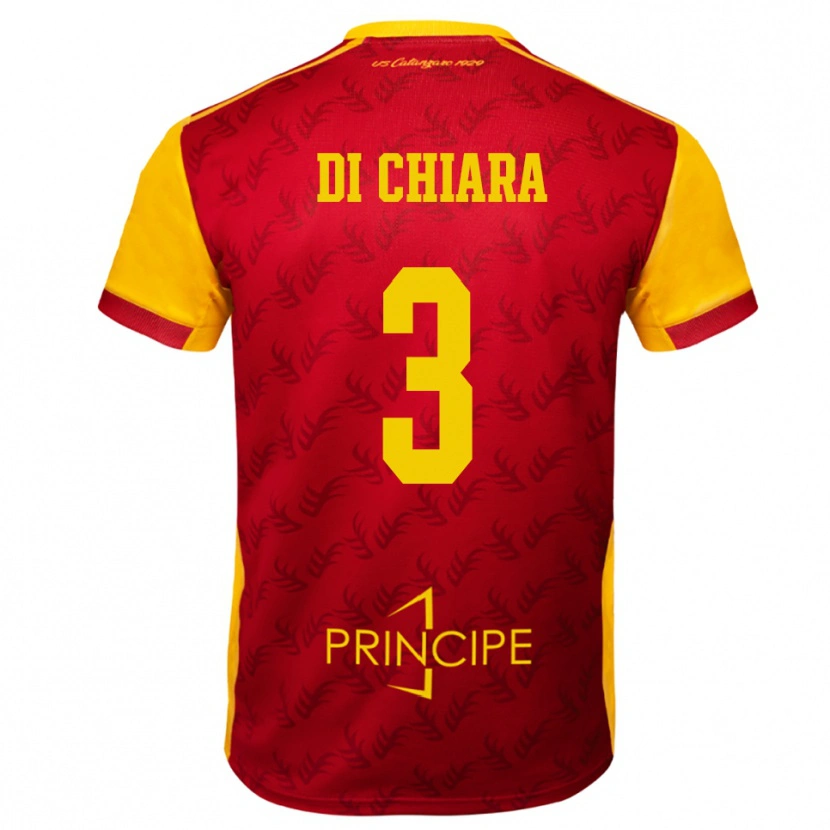 Danxen Enfant Maillot Gianluca Di Chiara #3 Jaune Rouge Tenues Domicile 2025/26 T-Shirt