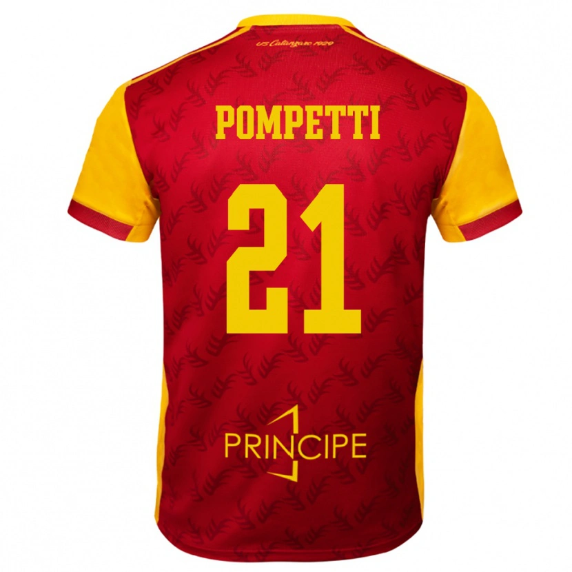 Danxen Enfant Maillot Marco Pompetti #21 Jaune Rouge Tenues Domicile 2025/26 T-Shirt