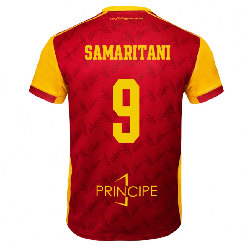Danxen Enfant Maillot Cristian Samaritani #9 Jaune Rouge Tenues Domicile 2025/26 T-Shirt