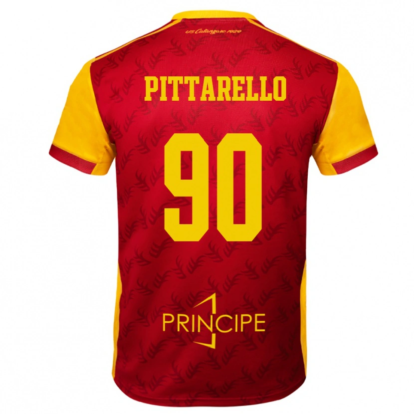 Danxen Enfant Maillot Filippo Pittarello #90 Jaune Rouge Tenues Domicile 2025/26 T-Shirt