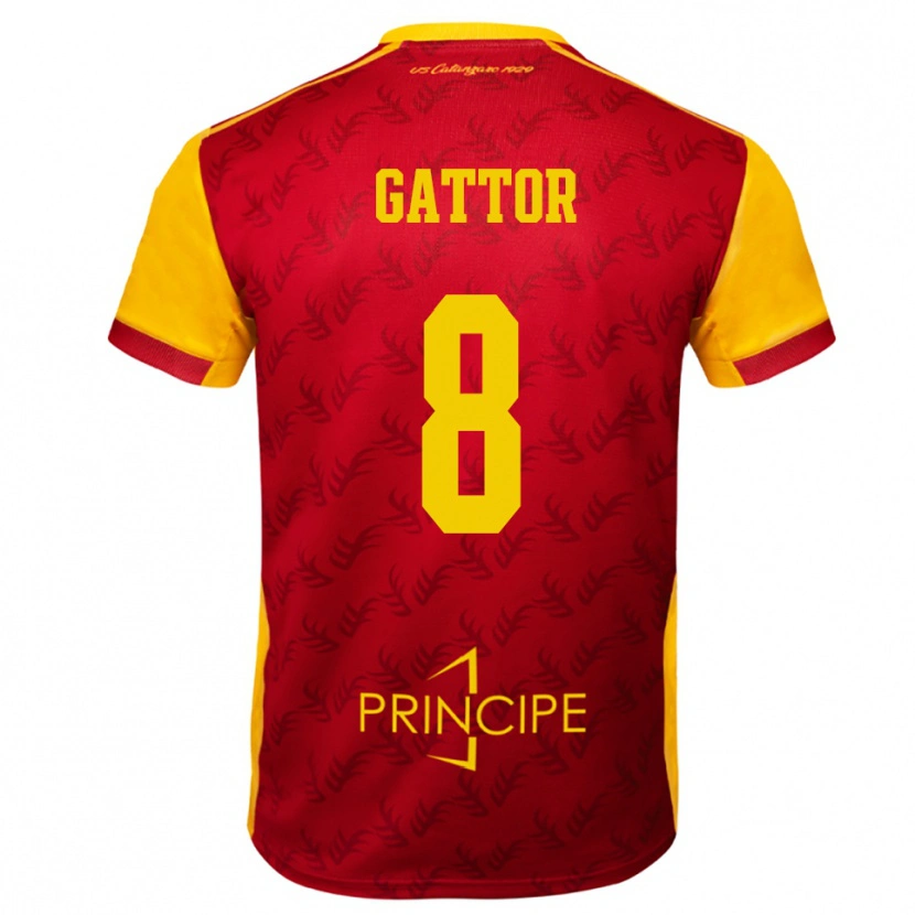 Danxen Enfant Maillot Gianluca Gattor #8 Jaune Rouge Tenues Domicile 2025/26 T-Shirt