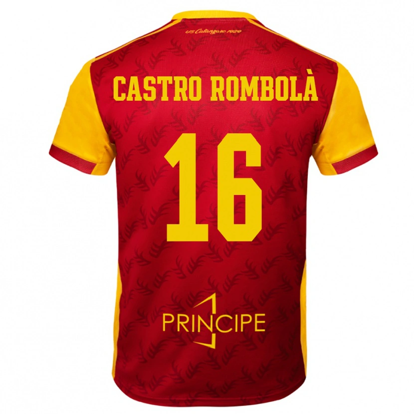 Danxen Enfant Maillot Carlo Castro Rombolà #16 Jaune Rouge Tenues Domicile 2025/26 T-Shirt