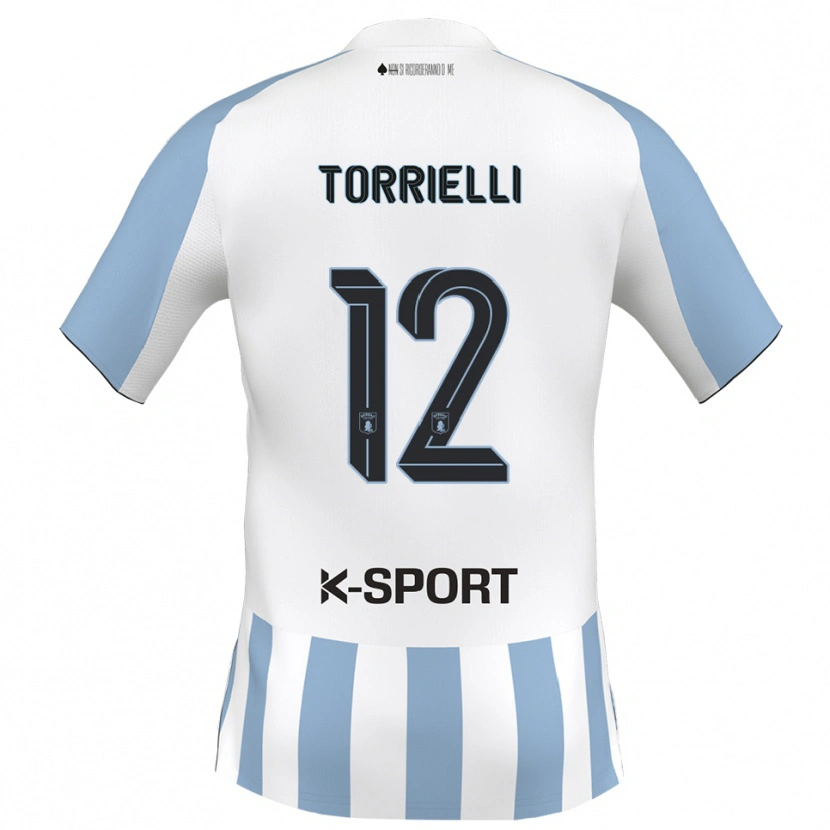Danxen Enfant Maillot Edoardo Torrielli #12 Blanc Bleu Ciel Tenues Domicile 2025/26 T-Shirt