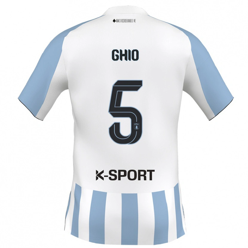 Danxen Enfant Maillot Umberto Ghio #5 Blanc Bleu Ciel Tenues Domicile 2025/26 T-Shirt