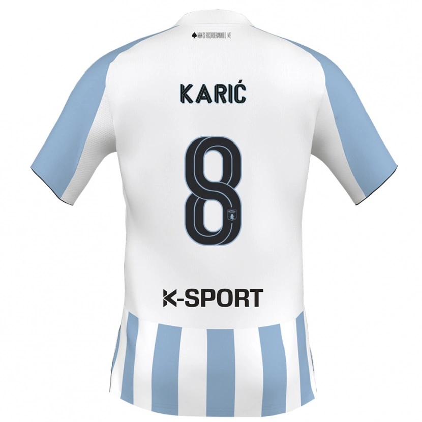 Danxen Enfant Maillot Nermin Karić #8 Blanc Bleu Ciel Tenues Domicile 2025/26 T-Shirt