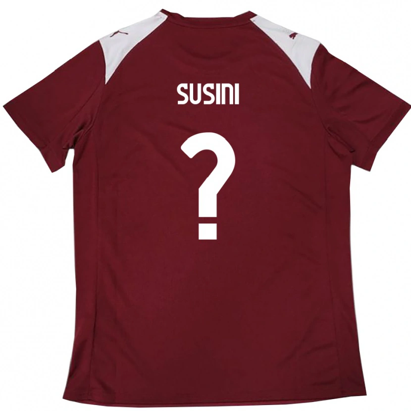 Danxen Enfant Maillot Antonio Susini #0 Bordeaux Blanc Tenues Domicile 2025/26 T-Shirt