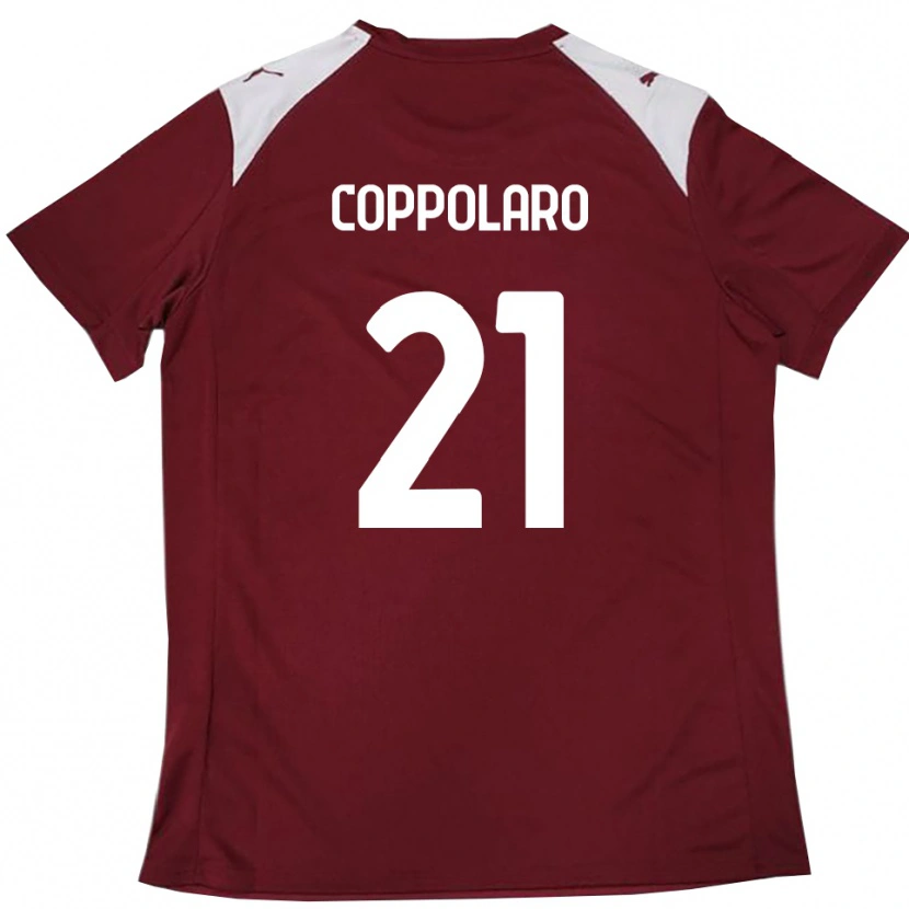 Danxen Enfant Maillot Mauro Coppolaro #21 Bordeaux Blanc Tenues Domicile 2025/26 T-Shirt