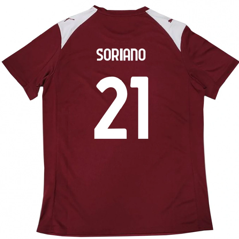Danxen Enfant Maillot Roberto Soriano #21 Bordeaux Blanc Tenues Domicile 2025/26 T-Shirt