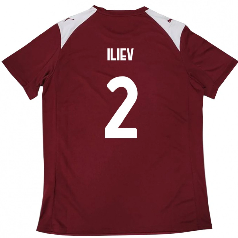 Danxen Enfant Maillot Mario Iliev #2 Bordeaux Blanc Tenues Domicile 2025/26 T-Shirt
