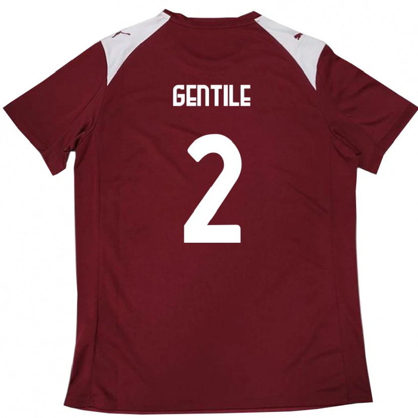 Danxen Enfant Maillot Davide Gentile #2 Bordeaux Blanc Tenues Domicile 2025/26 T-Shirt